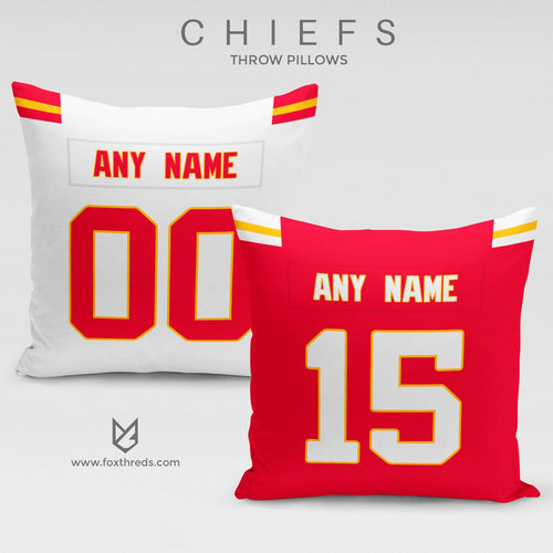 Kansas City Chiefs Pillow Front and Back - Personalized Select Any Name & Any Number