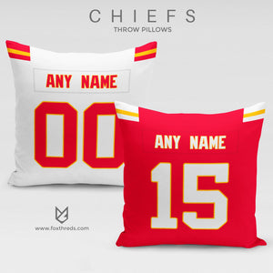 Kansas City Chiefs Pillow Front and Back - Personalized Select Any Name & Any Number