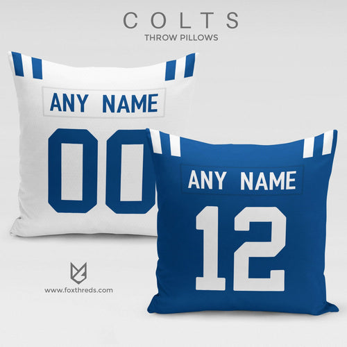 Indianapolis Colts Pillow Front and Back - Personalized Select Any Name & Any Number