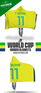 Philippe Coutinho Brazil Home Jersey 2018 Hooded Blanket - FIFA World Cup