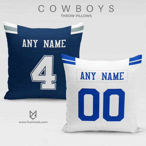 Dallas Cowboys Pillow Front and Back - Personalized Select Any Name & Any Number