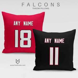 Atlanta Falcons Pillow Front and Back - Personalized Select Any Name & Any Number