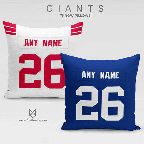 New York Giants Pillow Front and Back - Personalized Select Any Name & Any Number
