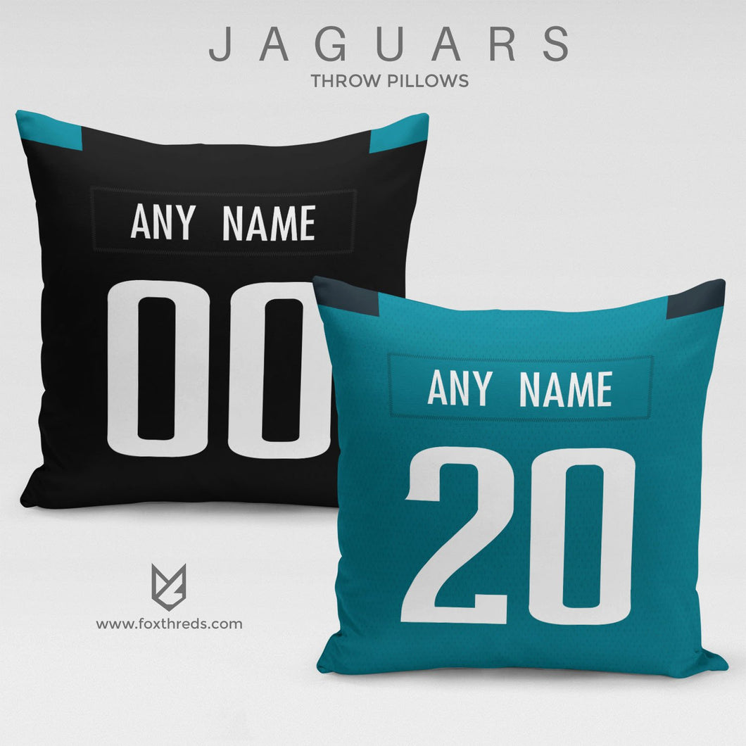 Jacksonville Jaguars Pillow Front and Back - Personalized Select Any Name & Any Number
