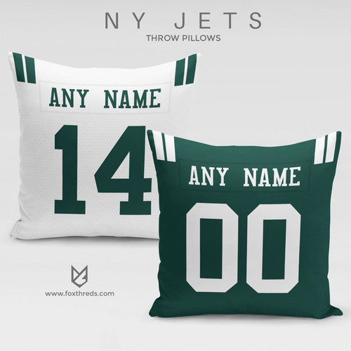 New York Jets Pillow Front and Back - Personalized Select Any Name & Any Number