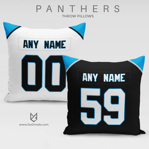 Carolina Panthers Pillow Front and Back - Personalized Select Any Name & Any Number