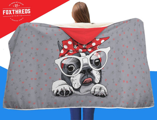Cute Pug Hooded Blanket