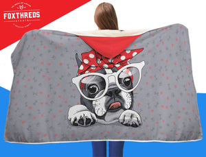 Cute Pug Hooded Blanket