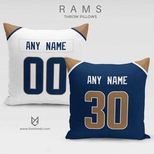 Los Angeles Rams Pillow Front and Back - Personalized Select Any Name & Any Number