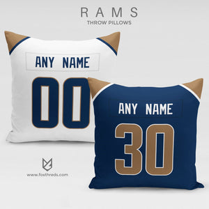 Los Angeles Rams Pillow Front and Back - Personalized Select Any Name & Any Number