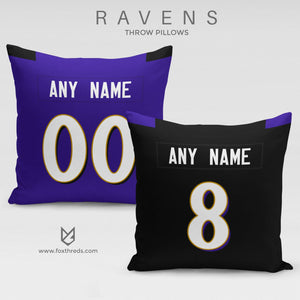 Baltimore Ravens Pillow Front and Back - Personalized Select Any Name & Any Number