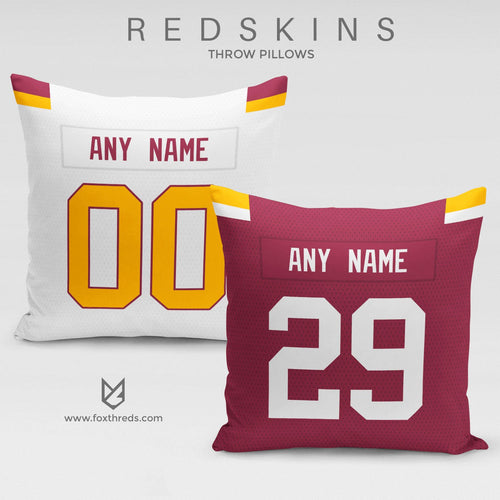 Washington Redskins Pillow Front and Back - Personalized Select Any Name & Any Number