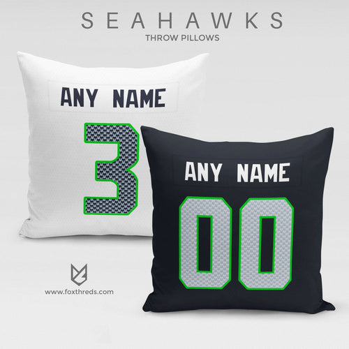 Seattle Seahawks Pillow Front and Back - Personalized Select Any Name & Any Number