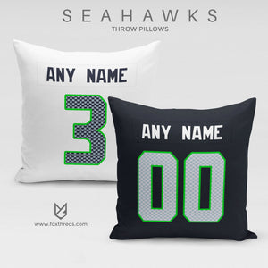Seattle Seahawks Pillow Front and Back - Personalized Select Any Name & Any Number