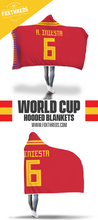 Andres Iniesta Spain Home Jersey 2018 Hooded Blanket - FIFA World Cup