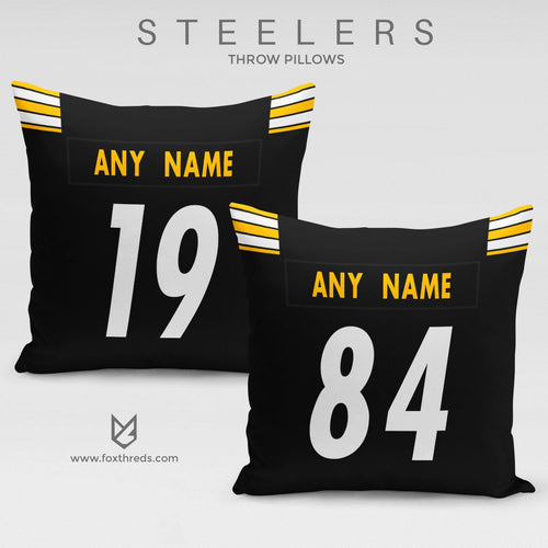 Pittsburgh Steelers Pillow Front and Back - Personalized Select Any Name & Any Number