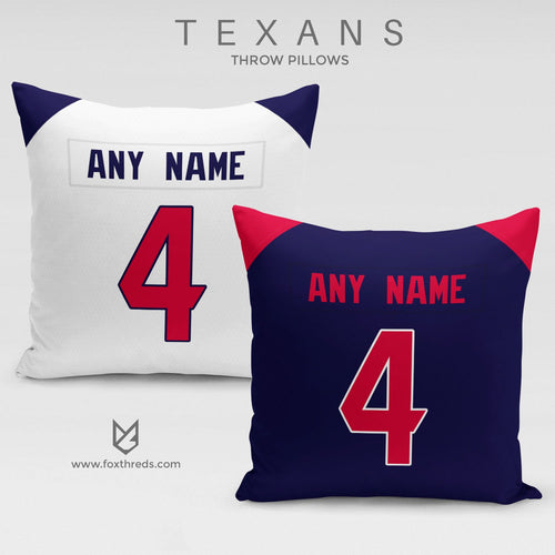 Houston Texans Pillow Front and Back - Personalized Select Any Name & Any Number