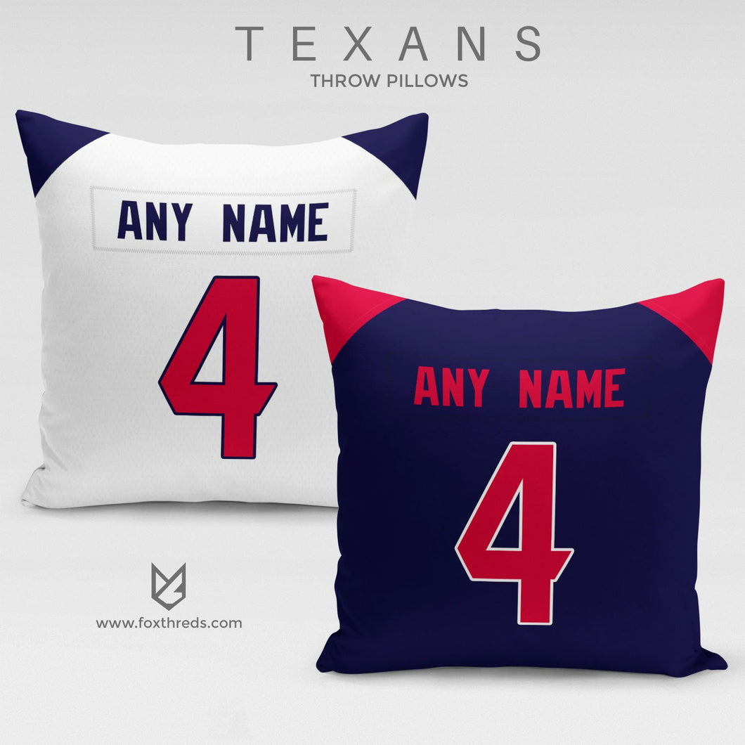Houston Texans Pillow Front and Back - Personalized Select Any Name & Any Number
