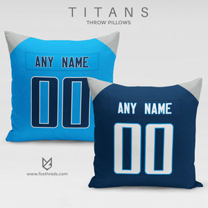 Tennessee Titans Pillow Front and Back - Personalized Select Any Name & Any Number